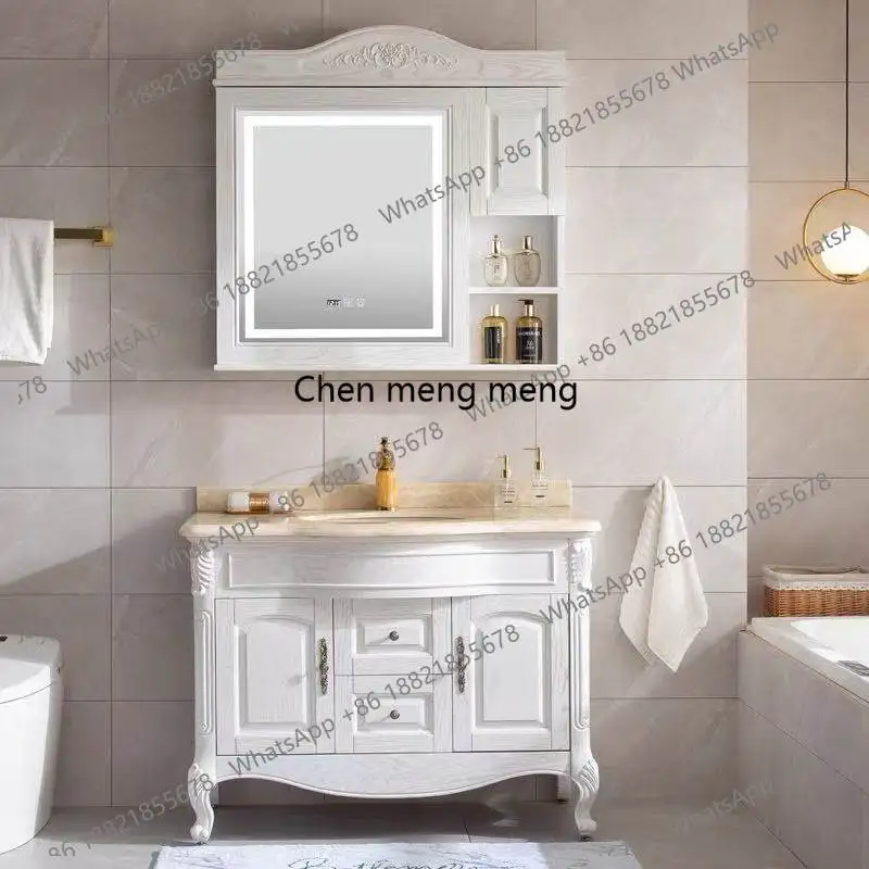European bathroom cabinet simple European sink, cabinet smart mirror cabinet combination marble countertop
European bathroom cabinet simple European sink, cabinet smart mirror cabinet combination marble countertop
