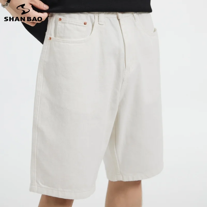 SHAN BAO summer brand men's straight loose denim shorts American retro casual basic color baggy 100% cotton high street jeans
SHAN BAO summer brand men's straight loose denim shorts American retro casual basic color baggy 100% cotton high street jeans