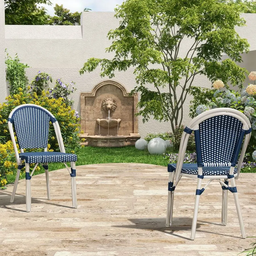 Dining Chair Set of 2 Outdoor French Bistro Chairs HandWoven Aluminum Wicker Rattan Chairs for Garden Kitchen Backyard Porch Wh
Dining Chair Set of 2 Outdoor French Bistro Chairs HandWoven Aluminum Wicker Rattan Chairs for Garden Kitchen Backyard Porch Wh
