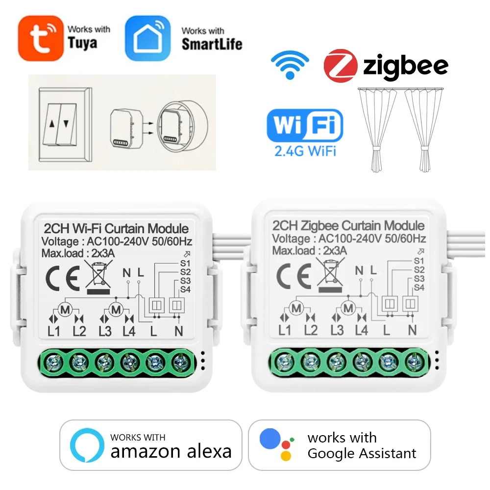 Модуль штор Tuya Zigbee Wi-Fi для жалюзи Smart Life APP, переключатель штор для штор, работа для Alexa Google Home
Модуль штор Tuya Zigbee Wi-Fi для жалюзи Smart Life APP, переключатель штор для штор, работа для Alexa Google Home