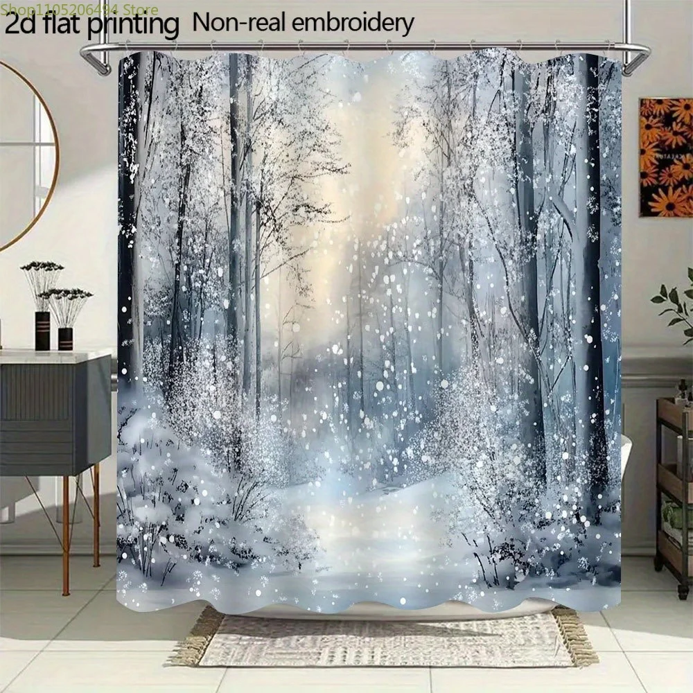 1 шт. Зимняя занавеска для душа с изображением сказочного леса и заснеженных деревьев, 71x71 дюйм, полиэстер, декор для ванной комнаты с люверсами, только ручная стирка, A
1 шт. Зимняя занавеска для душа с изображением сказочного леса и заснеженных деревьев, 71x71 дюйм, полиэстер, декор для ванной комнаты с люверсами, только ручная стирка, A