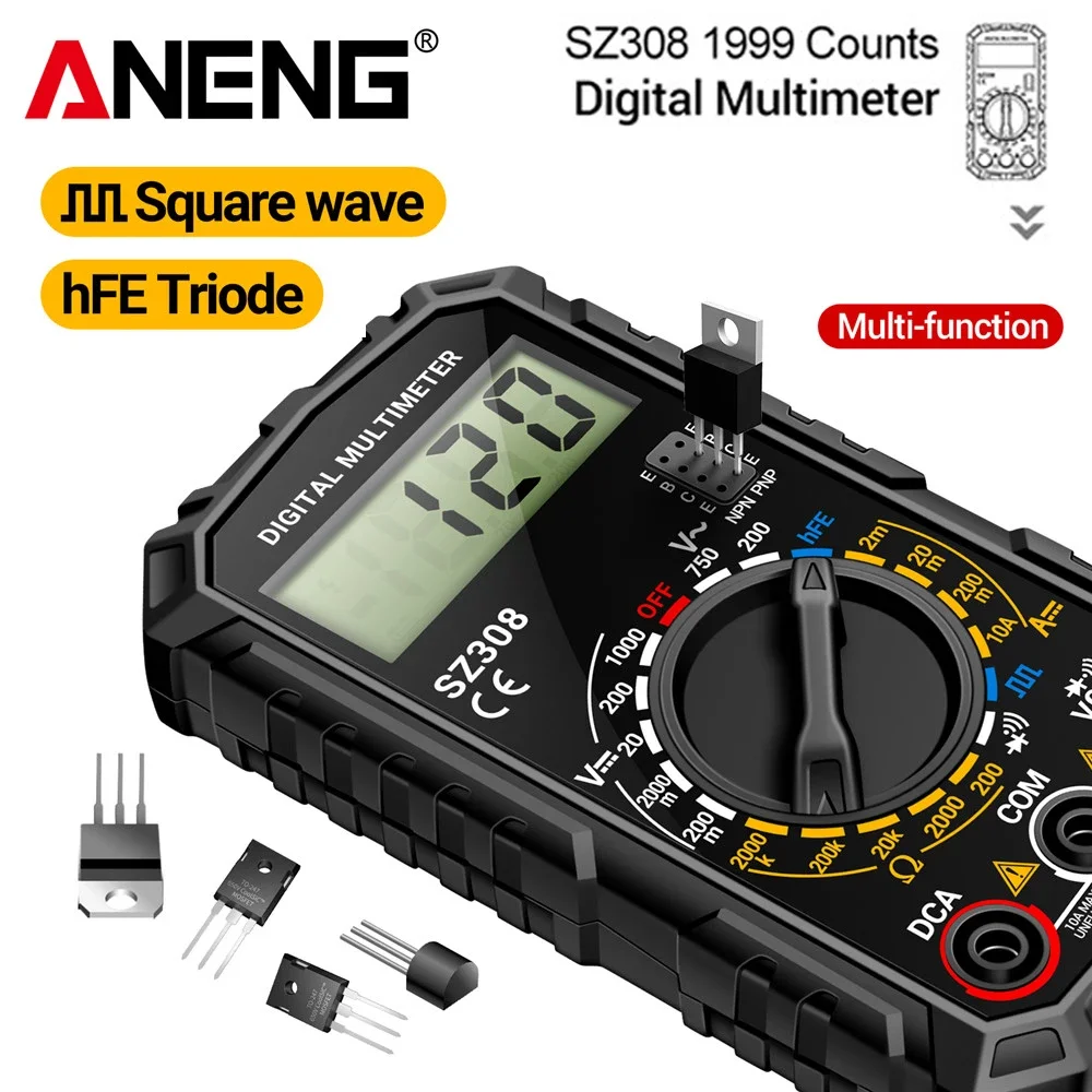 ANENG SZ308 Tester 1999 Counts Multitester HFE Triode Square Wave Multimeter Voltmeter Meter 10A Current Multimeters Test Tools
ANENG SZ308 Tester 1999 Counts Multitester HFE Triode Square Wave Multimeter Voltmeter Meter 10A Current Multimeters Test Tools