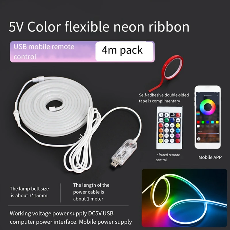3 Meters LED Strip Light RGB 5V USB Waterproof Neon Light With Music Sync Can Be Controlled By Remote Control And App
3 Meters LED Strip Light RGB 5V USB Waterproof Neon Light With Music Sync Can Be Controlled By Remote Control And App