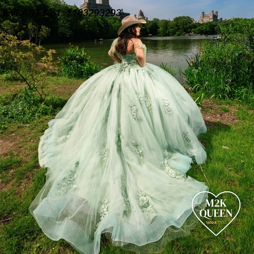 EVLAST Customized Glitter Mint Green Ball Gown Quinceanera Dress Lace Crystal Beaded Corset Sweet 16 Vestidos De 15 Anos E1Q551
EVLAST Customized Glitter Mint Green Ball Gown Quinceanera Dress Lace Crystal Beaded Corset Sweet 16 Vestidos De 15 Anos E1Q551