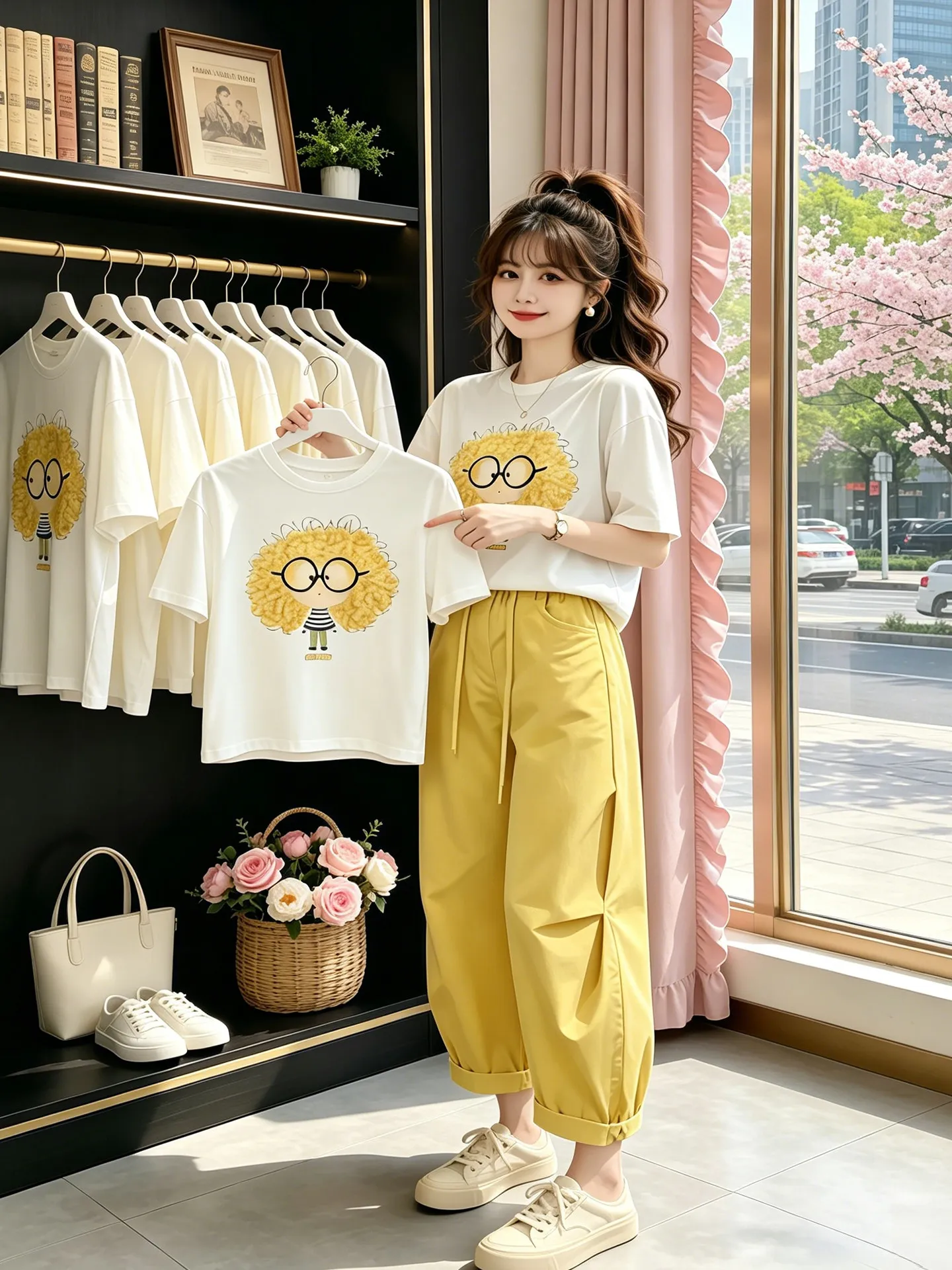 Loose Fit Printed T-Shirt And Casual Pants Two-Piece Set Cartoon Design Breathable Summer Workwear for Women Comfortable Style
Loose Fit Printed T-Shirt And Casual Pants Two-Piece Set Cartoon Design Breathable Summer Workwear for Women Comfortable Style
