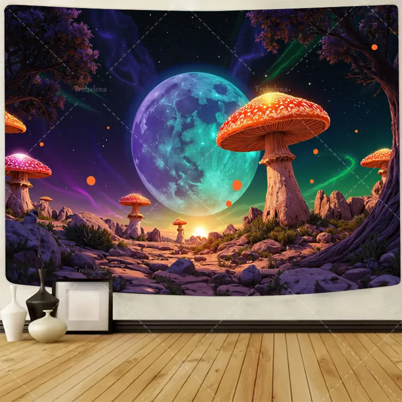 1pc Wall Tapestry "Fantasy Moonlit Forest Tapestry with Giant Mushrooms and Cosmic Sky"
1pc Wall Tapestry "Fantasy Moonlit Forest Tapestry with Giant Mushrooms and Cosmic Sky"