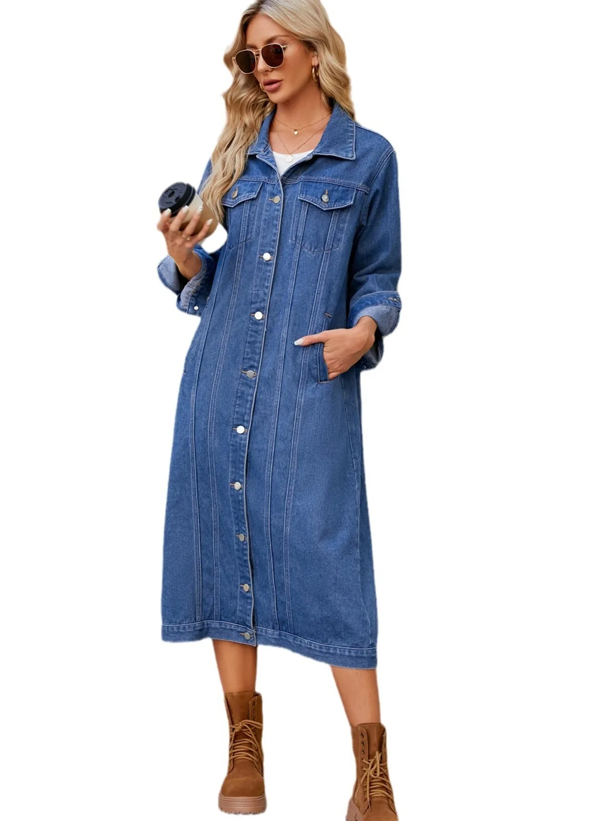 Washed Denim Long Open Cardigan Women's Cross-Border Clothing Street Style Cotton Casual Windbreaker Coat for Travel
Washed Denim Long Open Cardigan Women's Cross-Border Clothing Street Style Cotton Casual Windbreaker Coat for Travel