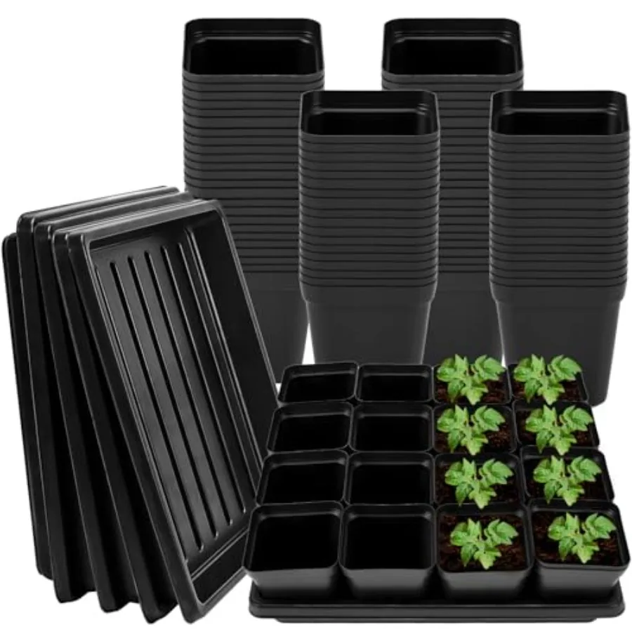 2.6 inch 100 Pcs Black Square Nursery Pots with 5 Pcs Plastic Seed Starting Trays, Plant Propagation Starter Kit Square Seed St
2.6 inch 100 Pcs Black Square Nursery Pots with 5 Pcs Plastic Seed Starting Trays, Plant Propagation Starter Kit Square Seed St