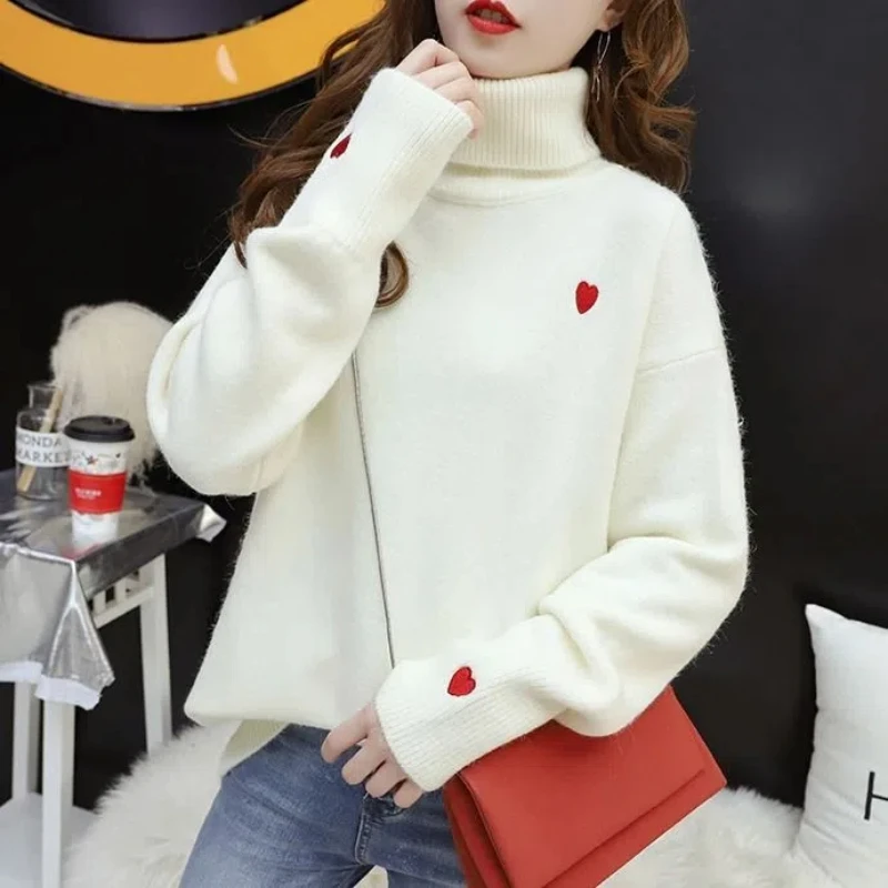 High Neck Knitted All-match Pullovers Top Autumn Winter New Long Sleeve Embroidery Korean Sweaters Fashion Casual Women Clothes
High Neck Knitted All-match Pullovers Top Autumn Winter New Long Sleeve Embroidery Korean Sweaters Fashion Casual Women Clothes