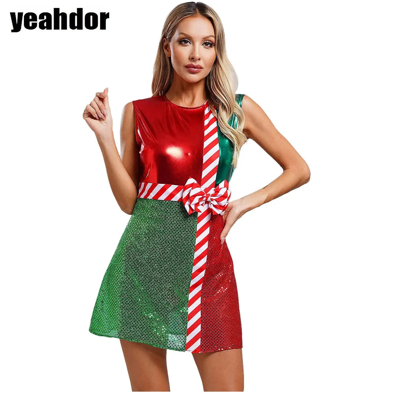 Women Christmas Dance Costume Sleeveless Metallic Shiny Sequin Santa Claus Dress Cosplay Elf New Year Party Leotard Tutu Dress
Women Christmas Dance Costume Sleeveless Metallic Shiny Sequin Santa Claus Dress Cosplay Elf New Year Party Leotard Tutu Dress