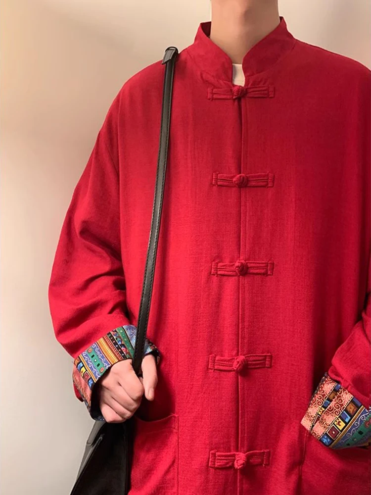 Red Chinese Sle Men's Jaet Loose Long Sve Cotton Linen irt Printed Tibetan Sle New Chinese Rvated Hanfu Coat
Red Chinese Sle Men's Jaet Loose Long Sve Cotton Linen irt Printed Tibetan Sle New Chinese Rvated Hanfu Coat