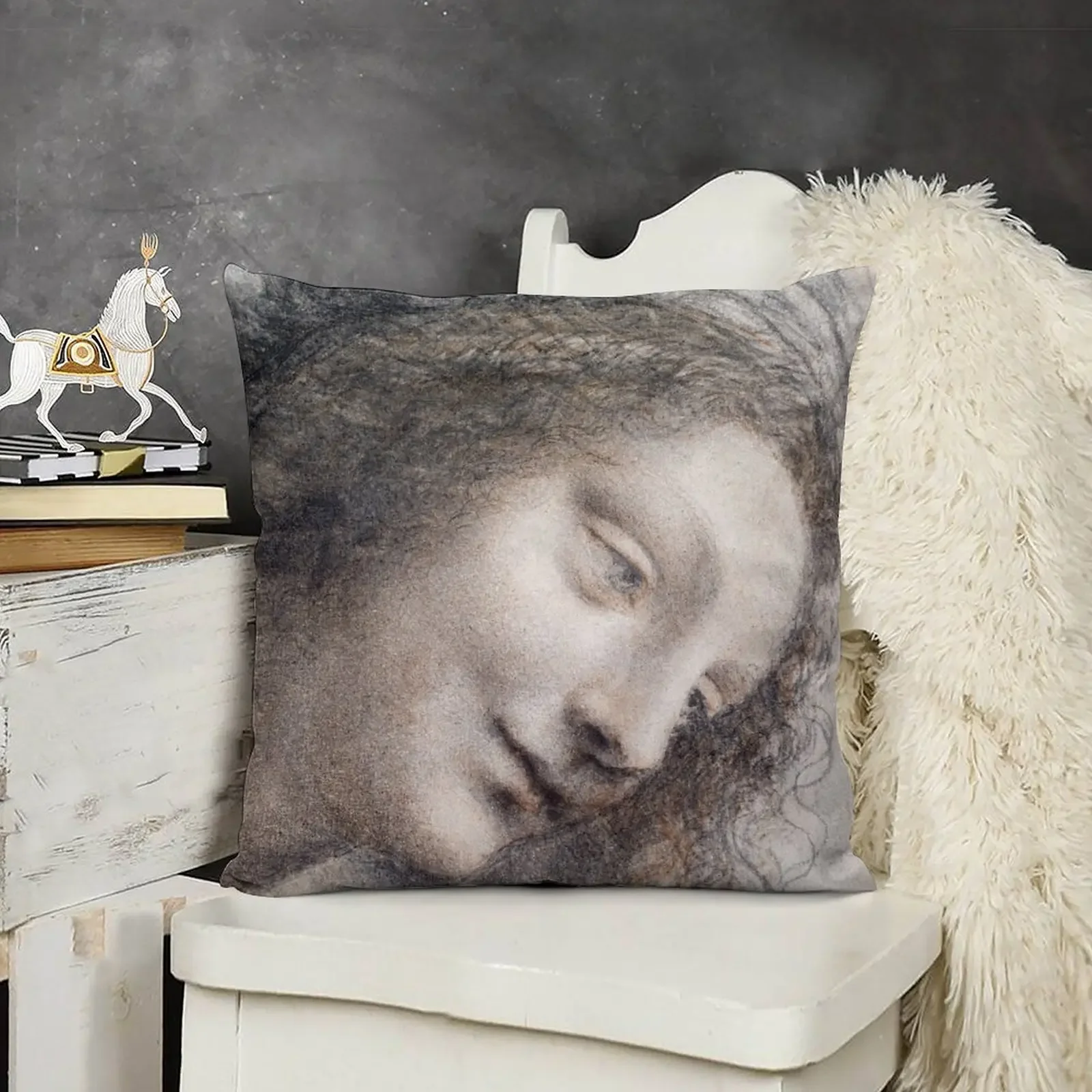 The Head of the Virgin in Three-Quarter View Facing Right by Leonardo da Vinci Throw Pillow Pillow Cover pillow
The Head of the Virgin in Three-Quarter View Facing Right by Leonardo da Vinci Throw Pillow Pillow Cover pillow