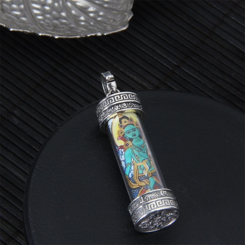 S925 Sterling Silver Green Tara Pendant with Tang Grass Pattern Vintage Distressed Unisex Accessory
S925 Sterling Silver Green Tara Pendant with Tang Grass Pattern Vintage Distressed Unisex Accessory