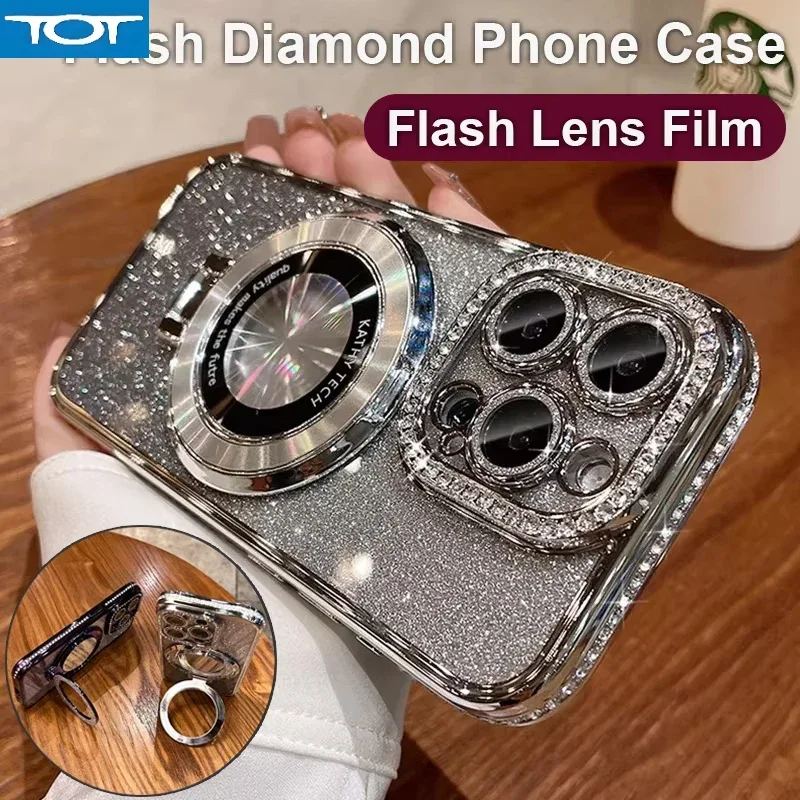Luxury Plating Stand Holder Glitter Diamond Case For iPhone 16 ProMax 15 11 12 13 14 Plus Magsafe Magnetic Soft Silicone Cover
Luxury Plating Stand Holder Glitter Diamond Case For iPhone 16 ProMax 15 11 12 13 14 Plus Magsafe Magnetic Soft Silicone Cover
