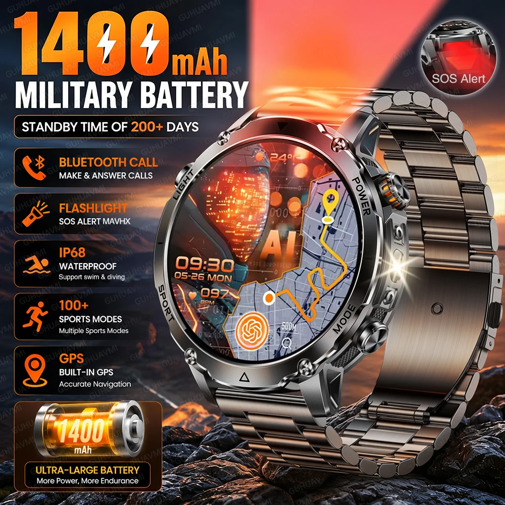 2026 New 1.7" AMOLED GPS Smart Watch Men 1400mAh Biggest Battery Waterproof Swim Rugged Military Emergency Call SOS Smartwatch
2026 New 1.7" AMOLED GPS Smart Watch Men 1400mAh Biggest Battery Waterproof Swim Rugged Military Emergency Call SOS Smartwatch