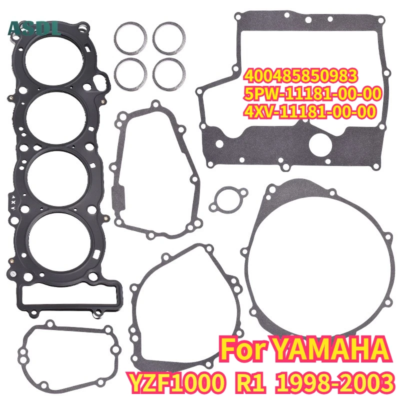 For Yamaha R1 YZF-R1 YZFR1 1998-2003 Motorcycle Cylinder Head Crankcase Cover Gasket Kits Set FZS1000 2001-2005 4XV-11181-00-00
For Yamaha R1 YZF-R1 YZFR1 1998-2003 Motorcycle Cylinder Head Crankcase Cover Gasket Kits Set FZS1000 2001-2005 4XV-11181-00-00