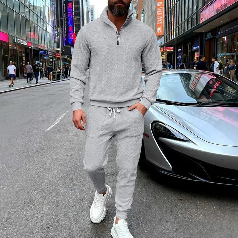 Men's 2 Piece Knit Tracksuit Quarter Zip Stand Collar Sweatshirt and Drawstring Jogger Pants Set
Men's 2 Piece Knit Tracksuit Quarter Zip Stand Collar Sweatshirt and Drawstring Jogger Pants Set