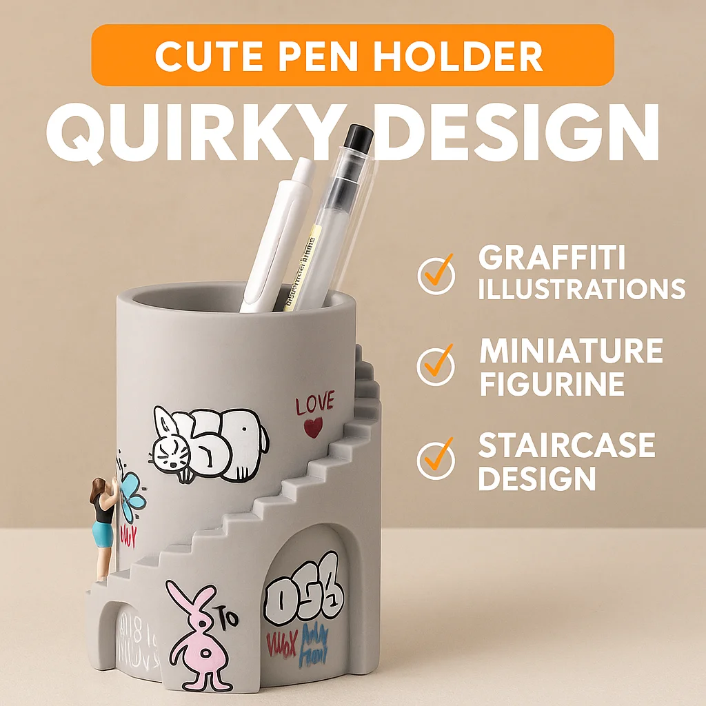 Креативный держатель для ручек с граффити, настольный органайзер из смолы с фигуркой, художественный дизайн, современный минималистичный декоративный органайзер для домашнего офиса
Креативный держатель для ручек с граффити, настольный органайзер из смолы с фигуркой, художественный дизайн, современный минималистичный декоративный органайзер для домашнего офиса