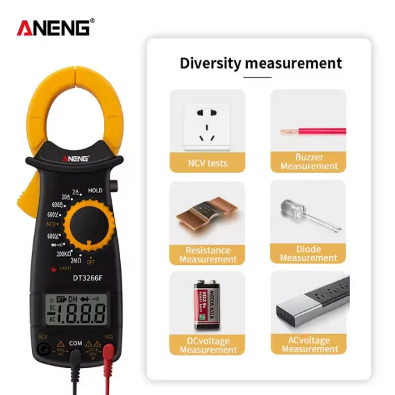 NCV Portatile Auto Tester Mini Amperometrica ANENG DT3266F Multimetro LCD Digital Clamp Gauge
NCV Portatile Auto Tester Mini Amperometrica ANENG DT3266F Multimetro LCD Digital Clamp Gauge