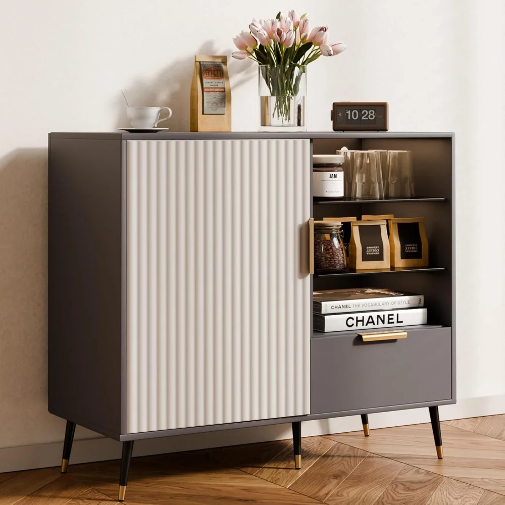 31" Fluted Sideboard Cabinet with Door and Drawer, Sideboard Buffet Cabinet with Storage, Coffee Bar with Adjustable Shelves
31" Fluted Sideboard Cabinet with Door and Drawer, Sideboard Buffet Cabinet with Storage, Coffee Bar with Adjustable Shelves