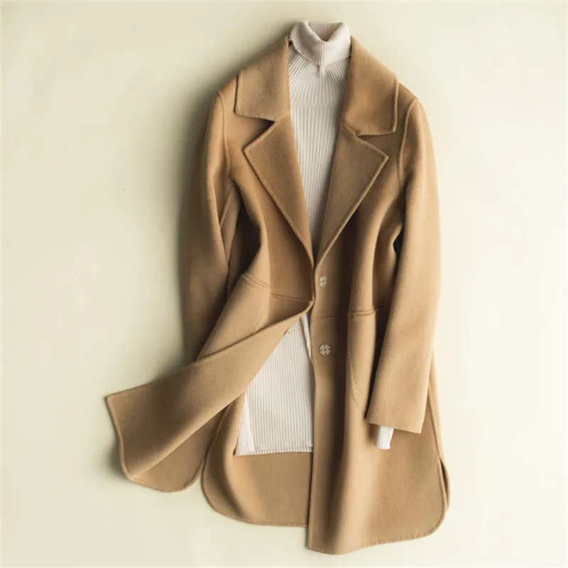 Nice Autumn and Winter Double-Sided Pure Cashmere Coat Woman Jacket Long Loose Wool Suit Collar Pop Pure Color Cardigan P100
Nice Autumn and Winter Double-Sided Pure Cashmere Coat Woman Jacket Long Loose Wool Suit Collar Pop Pure Color Cardigan P100