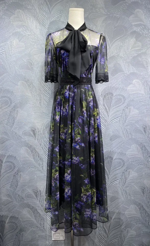 Bow Tie Elegant Long Dress 2025 Summer Evening Party Women Purple Floral Print Lace Patchwork Short Sleeve Black Maxi Dress XXL
Bow Tie Elegant Long Dress 2025 Summer Evening Party Women Purple Floral Print Lace Patchwork Short Sleeve Black Maxi Dress XXL