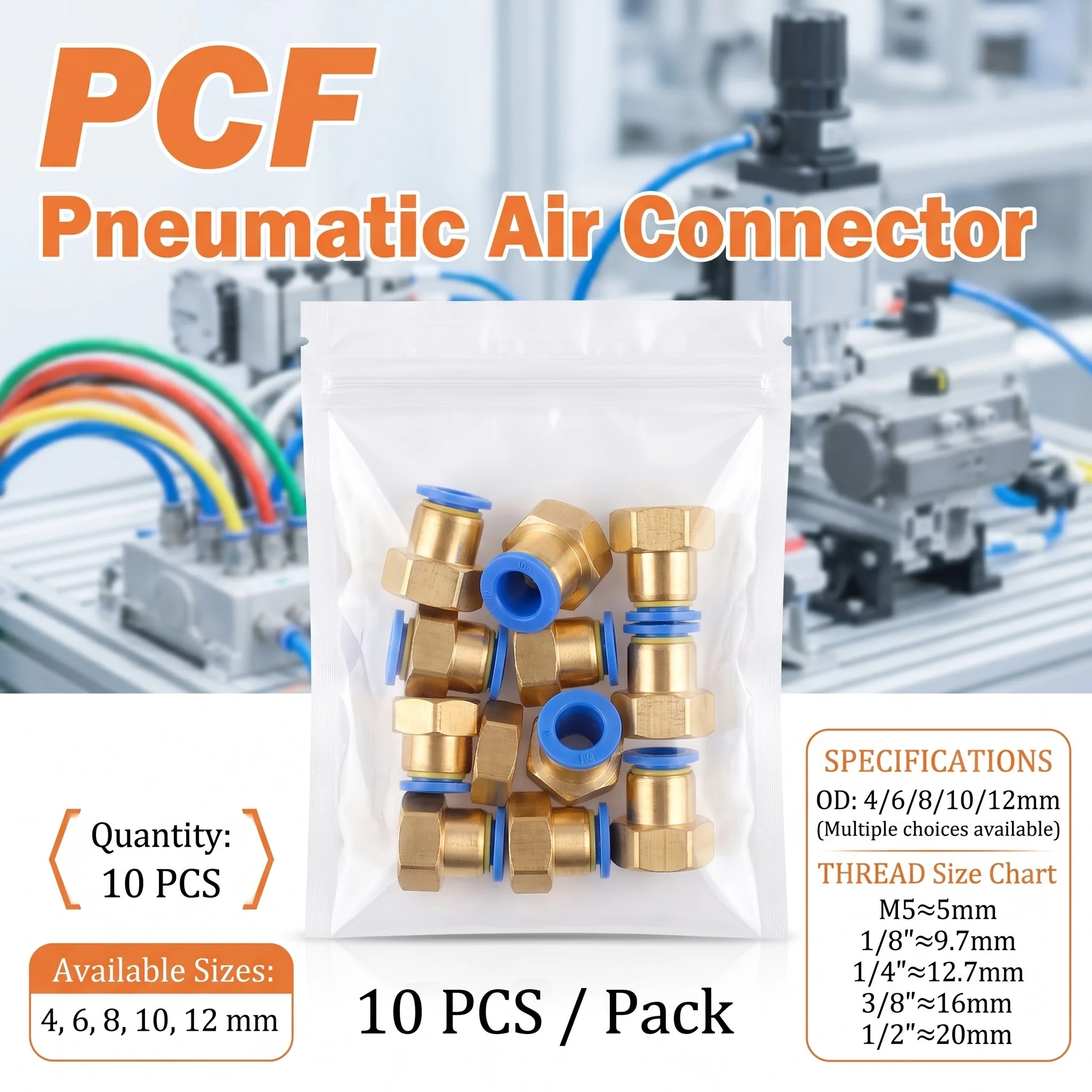 10PCS PCF Pneumatic Air Connector 4 6 8 10 12mm Hose Tube 1/8" 3/8" 1/2" 1/4" BSP Female Thread Brass Quick Pipe Joint Fitting
10PCS PCF Pneumatic Air Connector 4 6 8 10 12mm Hose Tube 1/8" 3/8" 1/2" 1/4" BSP Female Thread Brass Quick Pipe Joint Fitting