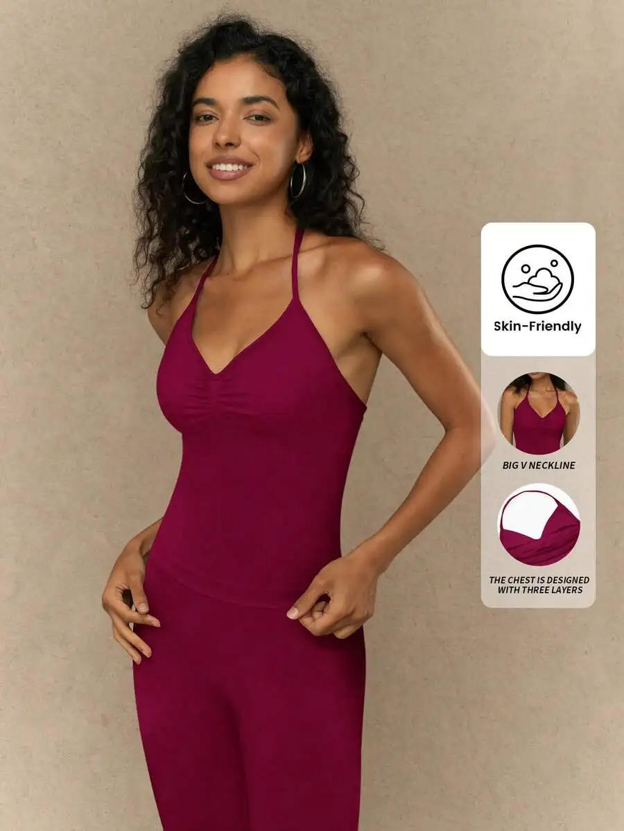Womens Yoga Vest With Built-In Bra Big V Neckline Skin-Friendly Workout Top
Womens Yoga Vest With Built-In Bra Big V Neckline Skin-Friendly Workout Top