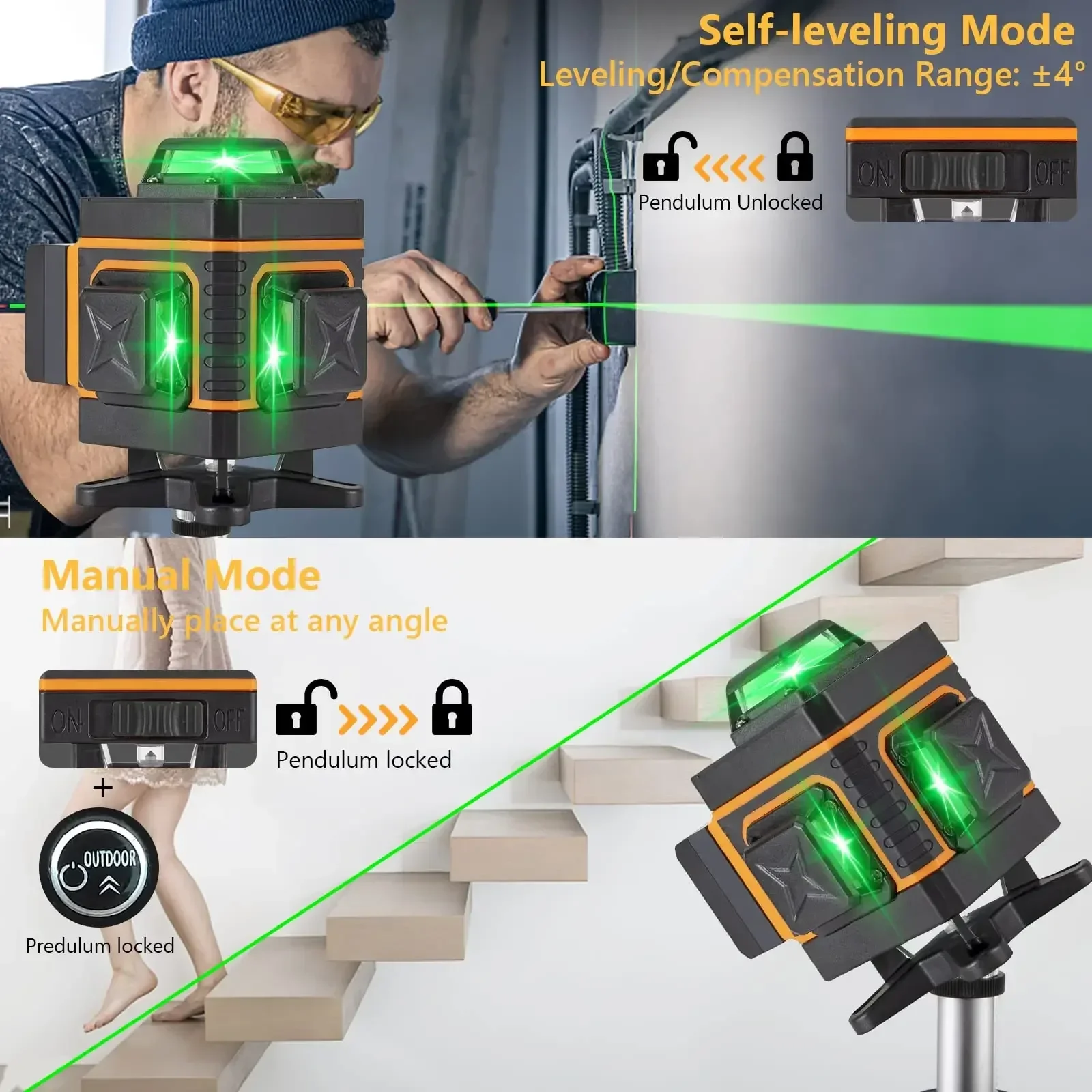 Lower Factory Price Green Beam 12 Line Level Meter 3D 360-Degree Vertical Line and Horizontal Level
Lower Factory Price Green Beam 12 Line Level Meter 3D 360-Degree Vertical Line and Horizontal Level