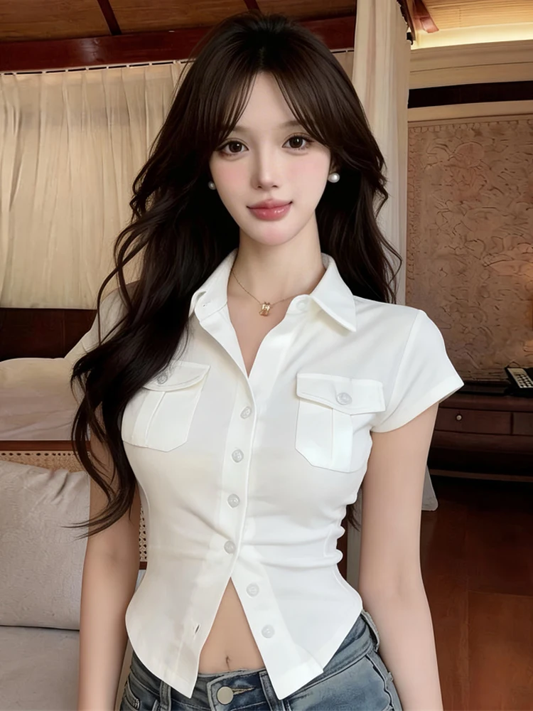 Сексуальная женская блузка с одной пуговицей, приталенного кроя, с высокой талией, прямого силуэта, элегантная, модная, повседневная, дышащая, с коротким рукавом
Сексуальная женская блузка с одной пуговицей, приталенного кроя, с высокой талией, прямого силуэта, элегантная, модная, повседневная, дышащая, с коротким рукавом