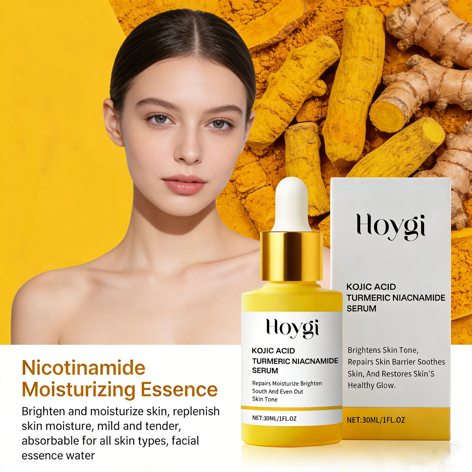 Nicotinamide Moisturizing Essence Kojic Acid Turmeric Facial Serum Repair Brightening Skin Rejuvenation Shrink Pores Skin Care
Nicotinamide Moisturizing Essence Kojic Acid Turmeric Facial Serum Repair Brightening Skin Rejuvenation Shrink Pores Skin Care