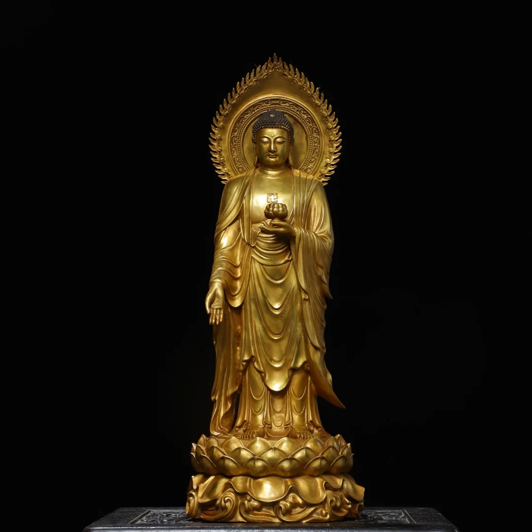 22"Nepalese folk Old Bronze Gilded Cinnabar Pagoda Shakyamuni Standing Buddha Lotus Terrace Amitabha Worship Hall
22"Nepalese folk Old Bronze Gilded Cinnabar Pagoda Shakyamuni Standing Buddha Lotus Terrace Amitabha Worship Hall