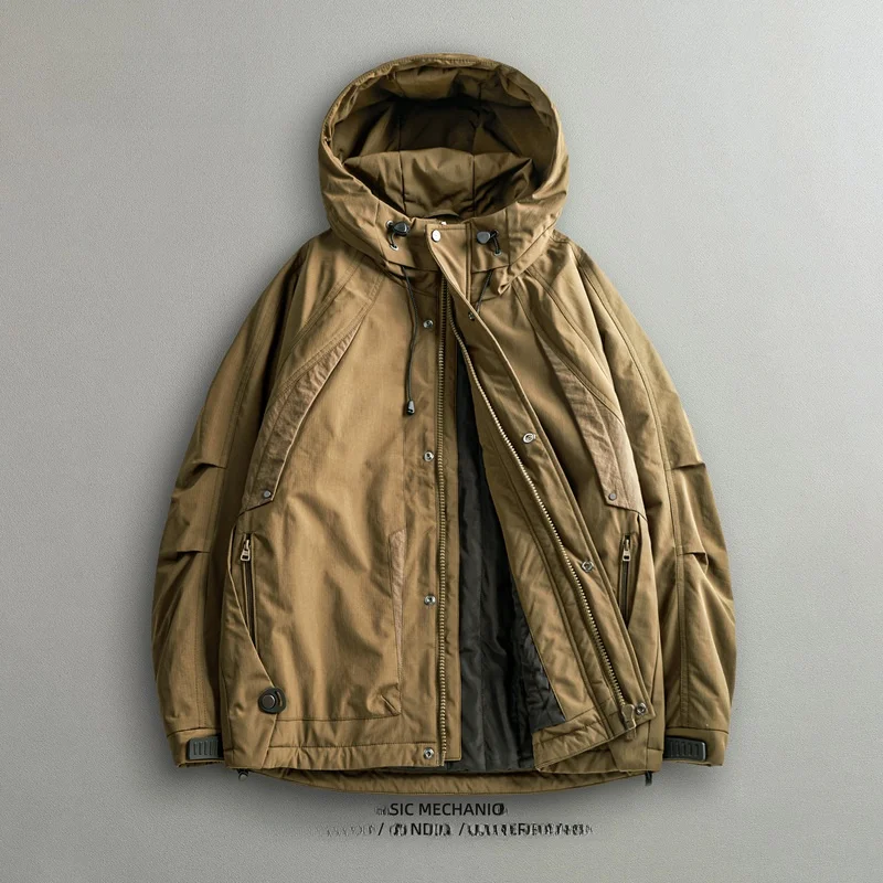 Утепленная мужская хлопковая куртка для активного отдыха, зимняя теплая рабочая одежда, плащ из нейлоновой ткани с капюшоном на молнии
Утепленная мужская хлопковая куртка для активного отдыха, зимняя теплая рабочая одежда, плащ из нейлоновой ткани с капюшоном на молнии