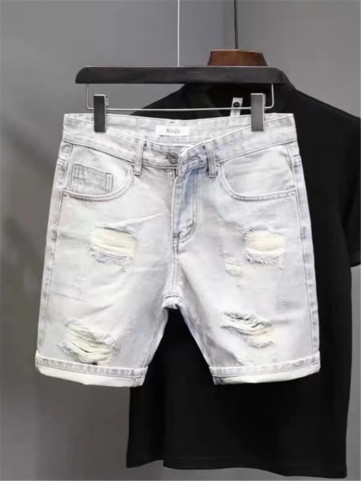 New 2024 Men's Distred Denim ort Pants Five-Point Loose Straight Summer Thin Waed out Faion Brand Casual Jeans
New 2024 Men's Distred Denim ort Pants Five-Point Loose Straight Summer Thin Waed out Faion Brand Casual Jeans