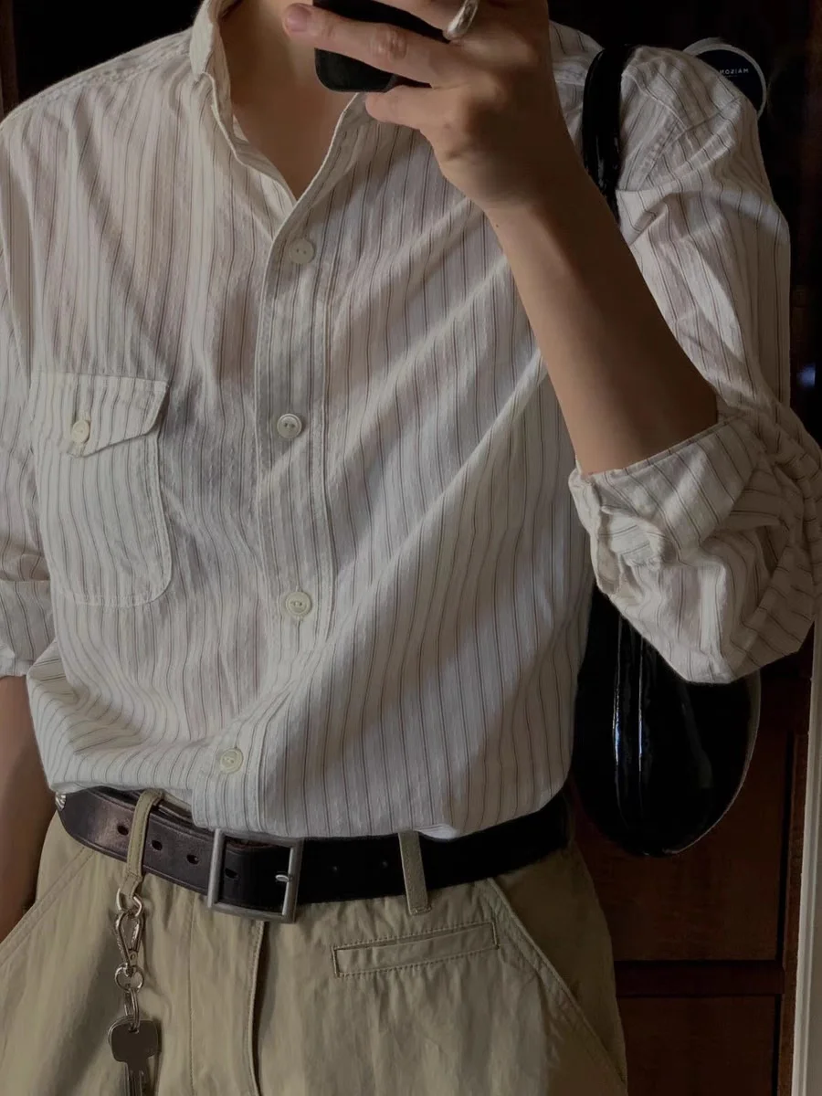 Slimming Effect Long Sve irt Commute Sle Loose Fit Turn-down Collar Vertical Stripes Women's Faion Casual irt
Slimming Effect Long Sve irt Commute Sle Loose Fit Turn-down Collar Vertical Stripes Women's Faion Casual irt