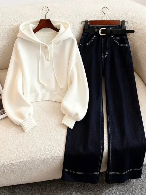 Chic White Hooded Drawstring Sweatshirt Women's High Waist Casual Slim Straight Leg Pants Two-Piece Set Autumn New Style
Chic White Hooded Drawstring Sweatshirt Women's High Waist Casual Slim Straight Leg Pants Two-Piece Set Autumn New Style