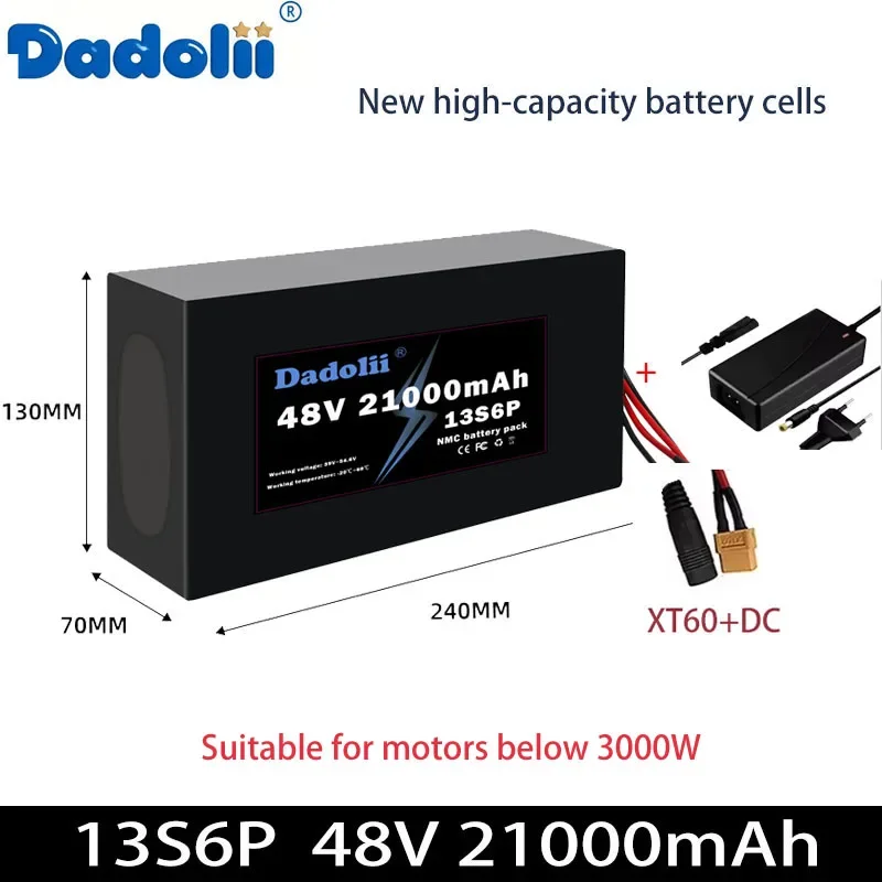 Аккумулятор 48V10S6P, 21000 мАч, непрерывно разрядывает 50 А, подходит для двигателей ниже 3000 Вт, таких как велосипеды и роботы.
Аккумулятор 48V10S6P, 21000 мАч, непрерывно разрядывает 50 А, подходит для двигателей ниже 3000 Вт, таких как велосипеды и роботы.