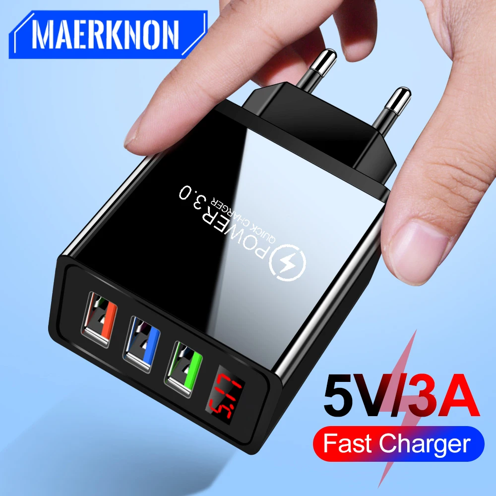 5V 3A Digital Display Quick charge 3.0 USB Charger For iPhone 11 X Xiaomi Samsung Huawei Fast Charging Wall Phone Charger
5V 3A Digital Display Quick charge 3.0 USB Charger For iPhone 11 X Xiaomi Samsung Huawei Fast Charging Wall Phone Charger