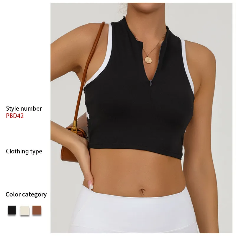 Fascinating Color Block Sexy Zipper Design Women's Fitness Yoga Vest Soft Breathable High Elastic Quick-Dry Sports Running Top
Fascinating Color Block Sexy Zipper Design Women's Fitness Yoga Vest Soft Breathable High Elastic Quick-Dry Sports Running Top