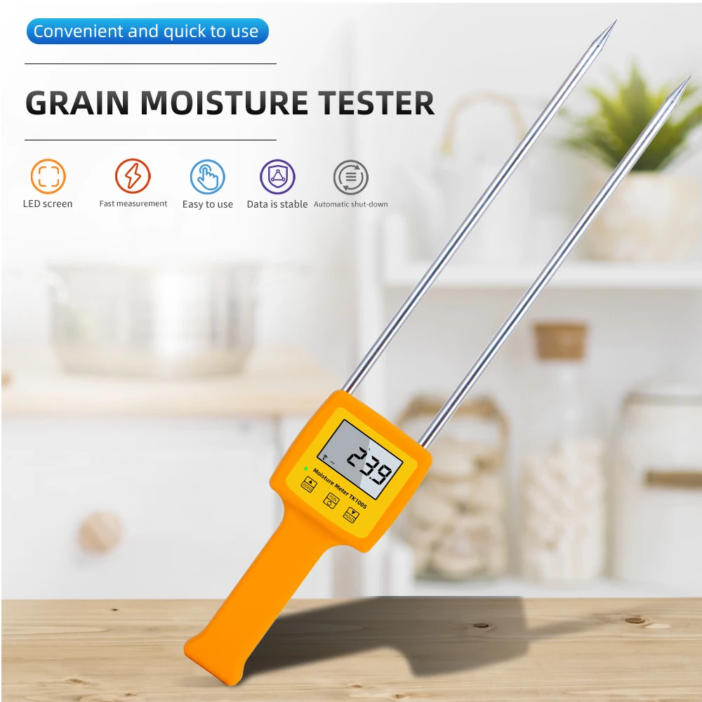 TK100S Moisture Meter LCD Digital Portable Instrument for Measuring the Dryness Humidity of Wheat Seeds for Household
TK100S Moisture Meter LCD Digital Portable Instrument for Measuring the Dryness Humidity of Wheat Seeds for Household