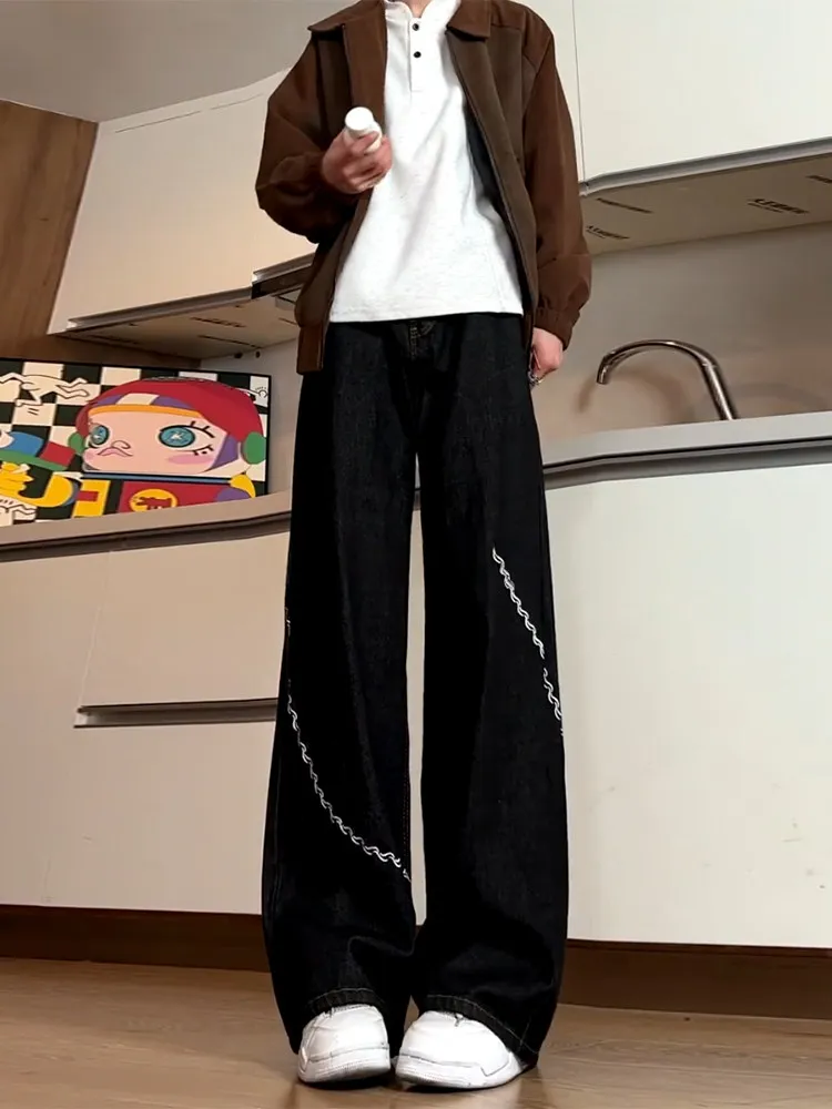 Black American High Street Embroidered Jeans Men's Style Cleanfit Pants Trendy Brand Handsome Streetwear Micro Flared Pants
Black American High Street Embroidered Jeans Men's Style Cleanfit Pants Trendy Brand Handsome Streetwear Micro Flared Pants