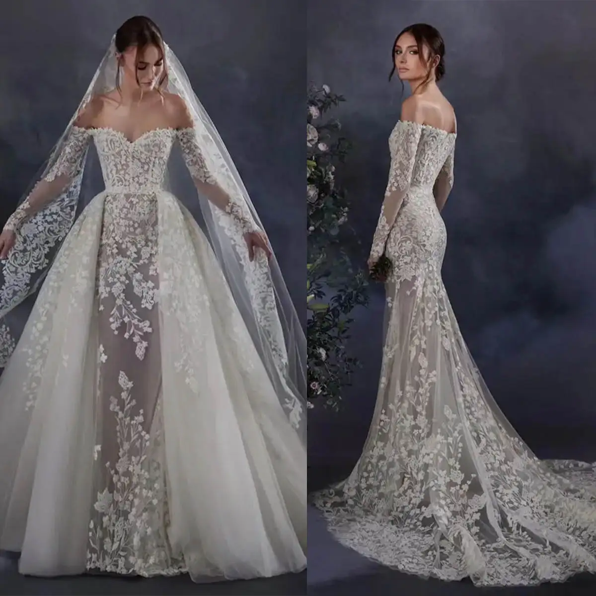 Fabulous Lace Mermaid Wedding Dresses Off The Shoulder Long Sleeve Appliques Bridal Gowns Bohemian Country Sweep Train Backless
Fabulous Lace Mermaid Wedding Dresses Off The Shoulder Long Sleeve Appliques Bridal Gowns Bohemian Country Sweep Train Backless