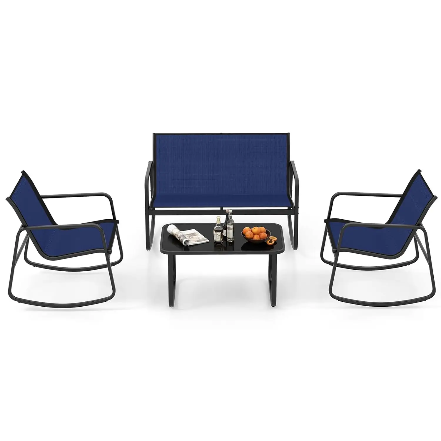 4 Piece Patio Rocking Furniture Set, 2 Chairs & Loveseat Glass Table, Outdoor Conversation Set for Porch Yard, Customized
4 Piece Patio Rocking Furniture Set, 2 Chairs & Loveseat Glass Table, Outdoor Conversation Set for Porch Yard, Customized