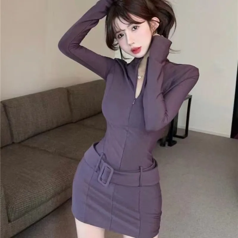 Sweet Hot Girl Pure Sexy Tight Fitting Dress Women's Autumn and Winter Stand Collar Wrap Hip Short Dress Fashion Female Clothes
Sweet Hot Girl Pure Sexy Tight Fitting Dress Women's Autumn and Winter Stand Collar Wrap Hip Short Dress Fashion Female Clothes