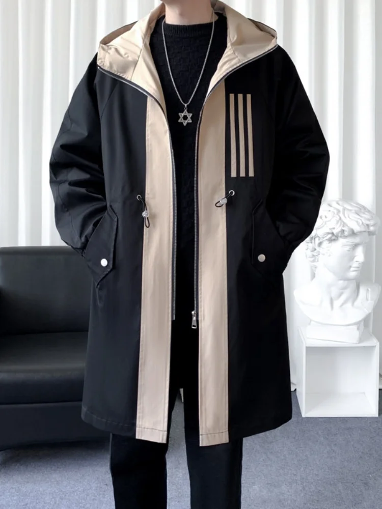 Men's Mid-Length Windbreaker Jaet American Retro Splice Color Workwear Coat Haome Hooded Robe Coat Spring Autumn Faion
Men's Mid-Length Windbreaker Jaet American Retro Splice Color Workwear Coat Haome Hooded Robe Coat Spring Autumn Faion