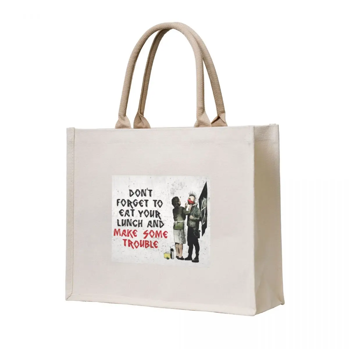 Banksy - Don't Forget to Eat Your Lunch and Make Some Trouble Tote Bag Gift bags shopping bag great bag
Banksy - Don't Forget to Eat Your Lunch and Make Some Trouble Tote Bag Gift bags shopping bag great bag