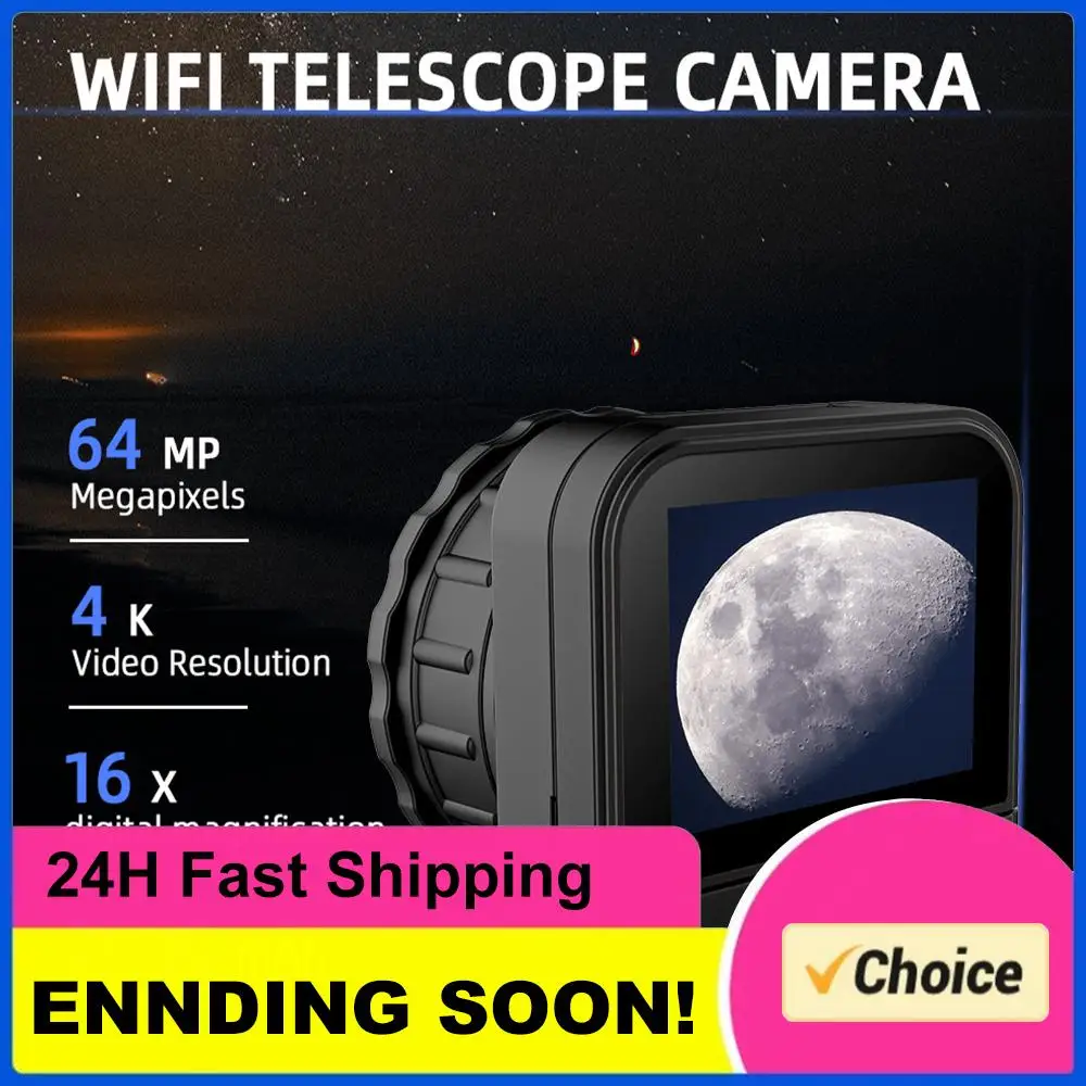 64MP 4K HD 2.4G WIFI Universal Eyepiece Monocular Camera with Flip Screen Portable for Astrophotography Enthusiast Bird Watching
64MP 4K HD 2.4G WIFI Universal Eyepiece Monocular Camera with Flip Screen Portable for Astrophotography Enthusiast Bird Watching
