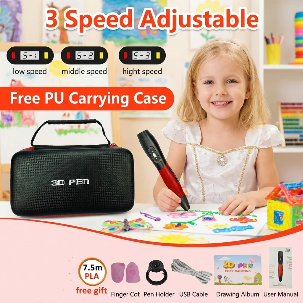 Wonderful 3D Printing Pen LCD Display Travel Case PLA Filament by Kids Loved Birthday Christmas Gifts
Wonderful 3D Printing Pen LCD Display Travel Case PLA Filament by Kids Loved Birthday Christmas Gifts
