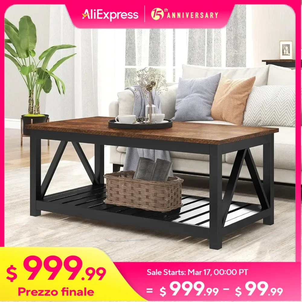 Coffee Table, Vintage Table with Shelf for Living Room, 40 Inch, Sturdy & Durable Structure, Easy to Assemble free shipping
Coffee Table, Vintage Table with Shelf for Living Room, 40 Inch, Sturdy & Durable Structure, Easy to Assemble free shipping