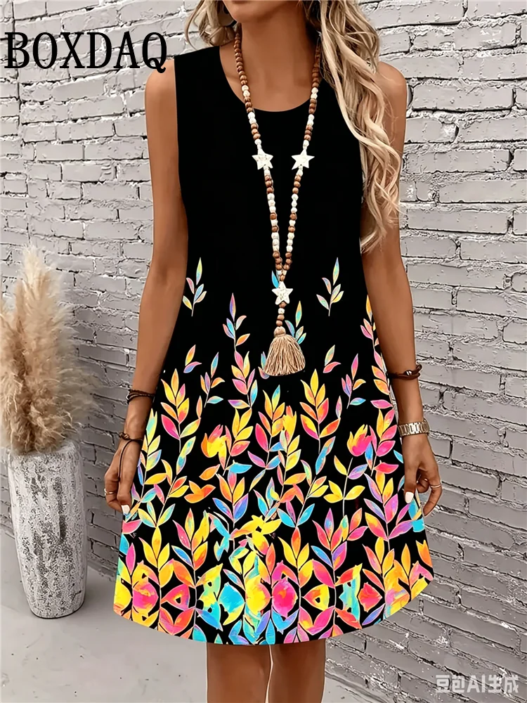 New 2026 Summer Dress Women Fashion Colorful Flowers Print Dress Sundress Casual Sleeveless Loose Beach Short Dress Plus Size
New 2026 Summer Dress Women Fashion Colorful Flowers Print Dress Sundress Casual Sleeveless Loose Beach Short Dress Plus Size